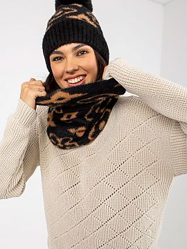 Ensemble hiver bonnet et snood femme Noir Komin